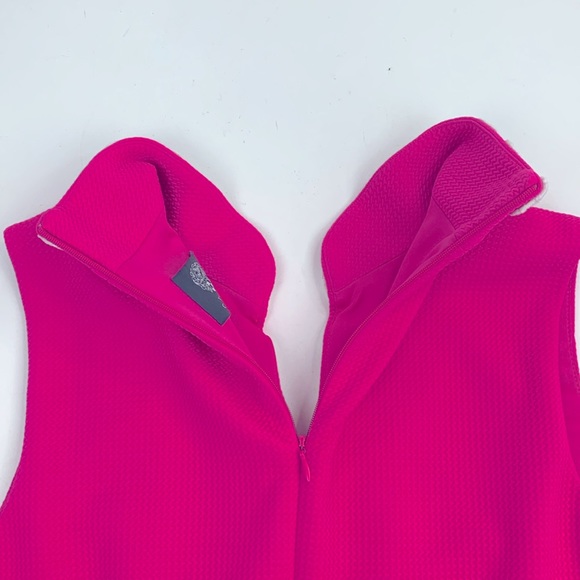 Vince Camuto Bright Pink High Collar Dress Size 8 White Scrolled Design Zip up - Picture 8 of 14